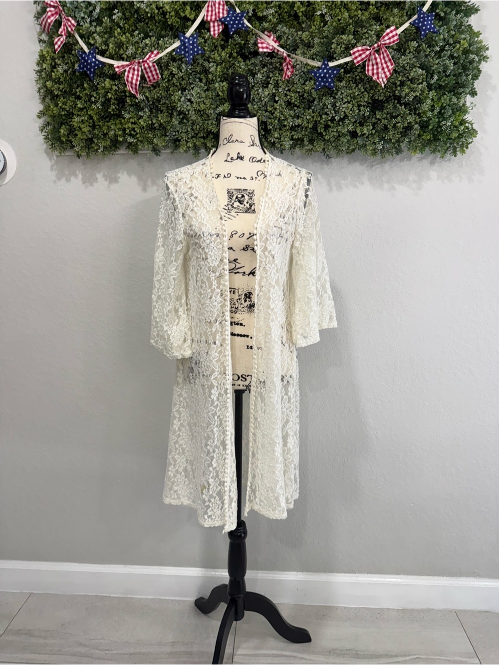 Mauve Ivory Lace Swim Coverup